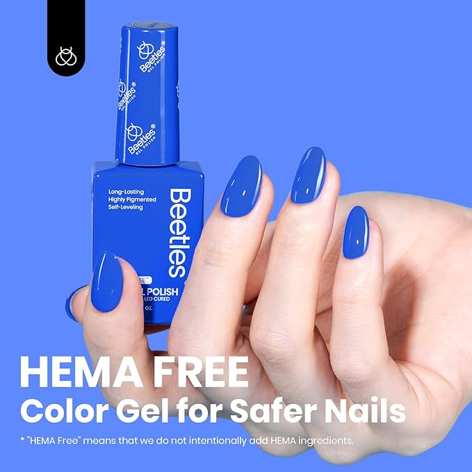 Beetles Blue Gel Polish - Hema Free Abyss Halo Blue Gel Nail Polish, Soak off UV Led Lamp Spring Nails Art Colorful Bottle Manicure Gifts for Women