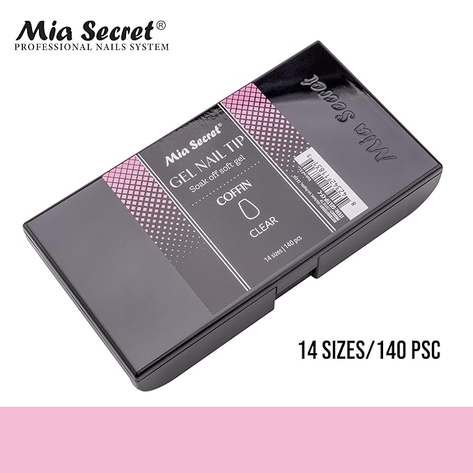 Mia Secret Soak off CLEAR Soft Gel Nail Tip MADE IN USA for Salon and DIY (Clear 140 Tips, Coffin)