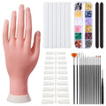 Practice Hand for Acrylic Nails,Nail Mannequin Hands for Nails Practice,Fake Nail Training Hand Manicure, Flexible Bendable Nail Hand with 100PCS Nail Tips,Painting Pen,Nail Clay and Nail Rhinestones