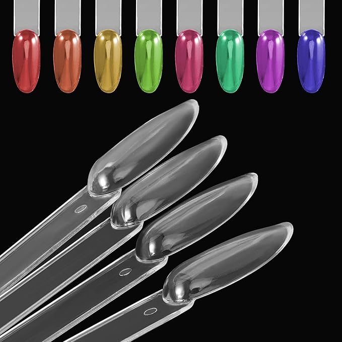150 PCS Tips Clear Nail Art Sticks, Fan-shaped Nail Display Sticks, Oval Nail Art Polish Board Display Stickswith Metal Ring for Nail Color Display Practice Home DIY