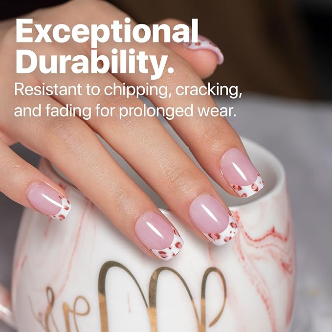 SXC Cosmetics French Tip Press On Nails Pink Series, XS Square X-Pro Tips Starter Kit