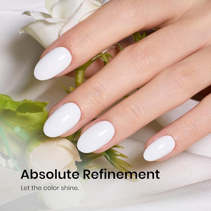 Beetles White Gel Nail Polish - 15ml French UV Nail Polish Soak Off Nail Art Manicure Salon DIY Design Home Snowdrop Gift for Woman Colorful Bottle Gel