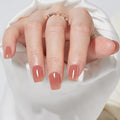 Press on Nails - Findigit Press on Nail Short, Supremely Fit Natural Stick On Nails,Soft Gel Fake Nails in 16 Sizes - 32 PCS Glue On Nail Kit, Caramel