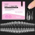 Beetles Gel Nail Tips Flat-X - Almond Coffin Medium, 320pcs 16 Sizes, Pre-Etched Half Matte Full Cover Soft Acrylic False Nail Tips Easy DIY Press on Nail Extension Salon for Flat & Natural Nail Beds