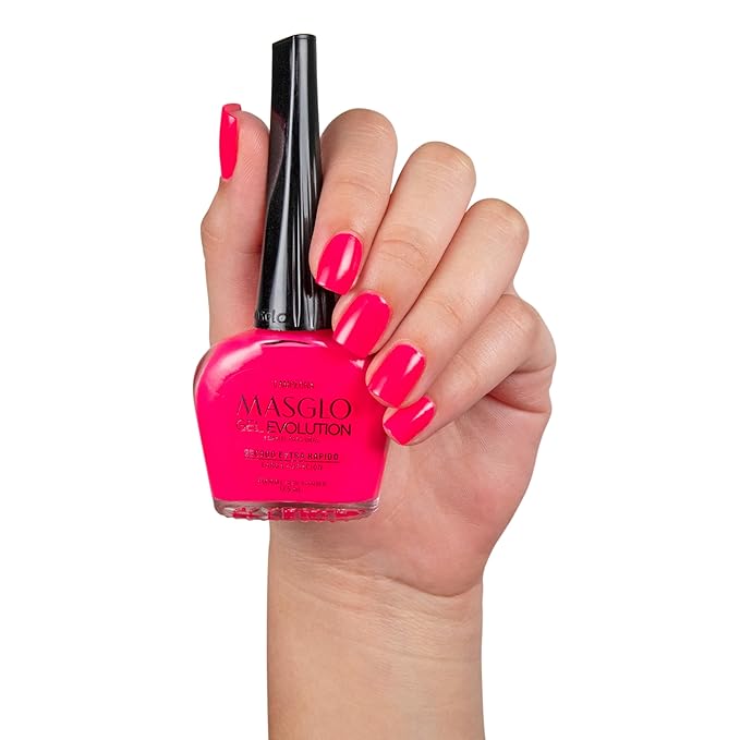 MASGLO GEL EVOLUTION Nail Polish Gel Effect, No UV/Led Lamp Required, Duration up to 12 day, 1 peice color Gel sin necesidad de lampara UV/Led, hasta 12 dias de duracion (CAMPEONA)
