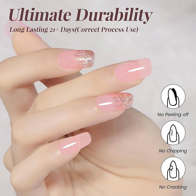 YTD Likomey Nude Gel Nail Polish,15ml Sheer Cream Pink Translucent Neutral Jelly Salon Home DIY Nails Art Manicure UV Nail Gel Varnish,LS430