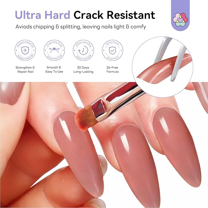 SAVILAND Nutri Ultra Hard Builder Nail Gel: 120 g 5-IN-1 Deep Nude Hard Gel for Nails Extension Builder Base Strengthen Thicken Perfect Nail Apex 3D Nails DIY Manicure
