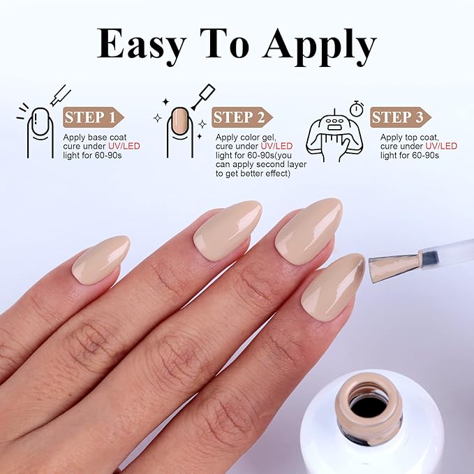 Imtiti Nude Gel Nail Polish, 1 Pcs 0.5 Fl Oz Nude Brown Gel Polish Soak Off LED U V Nail Gel Polish Neutral Skin Tones Gel Nail Polish DIY Nail Art Starter Manicure Salon Gel Nail Kit for Women Girls