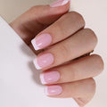 French Tip Press On Nails Short Square Fake Nails with Glue, SEENEEY Soft Gel Nail Press ons, Glue Included Stick On Nail in 16 Sizes for Women 32 Pcs