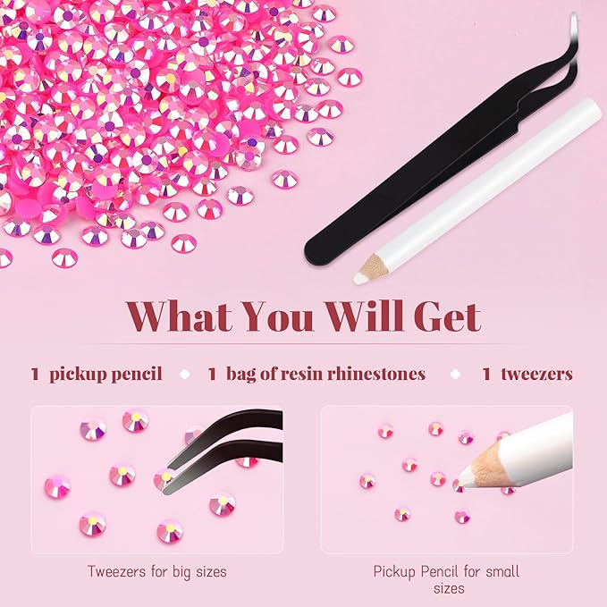 6000PCS 4mm Resin Jelly Rhinestones in Bulk (Hot Pink AB), Bedazzling Flatback Crystals Rhinestones for Crafting DIY Nail Decoration, Gems Diomand Charms for Tumbler Shoes Clothing Fabric