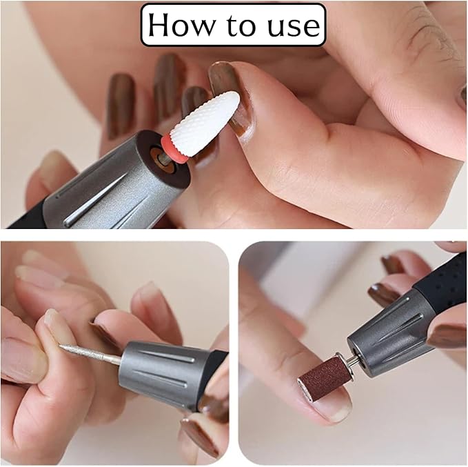Cordless Nail Drill, Nail Drill Professional,15 Adjustable Speeds & 2 Direction Electric Nail File Kits, Portable Electric Nail Grinder Tools for Home Salon Manicure Pedicure Beginners. (Black)