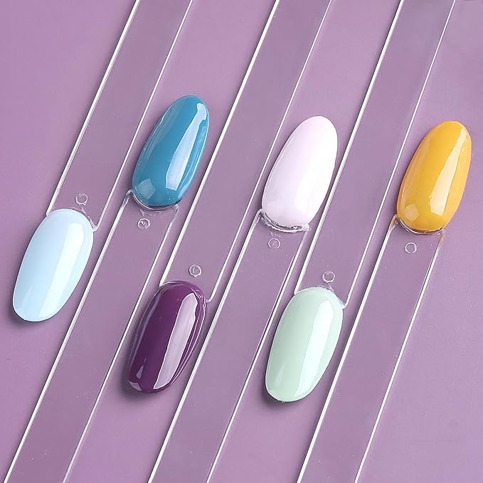 Clear Nail Swatch Sticks with Number Stickers, 50 Pcs Oval Nail Sample Swatches for Gel Polish Color Display Practice Nail Tips muestrario de colores para uñas Manicure Supplies