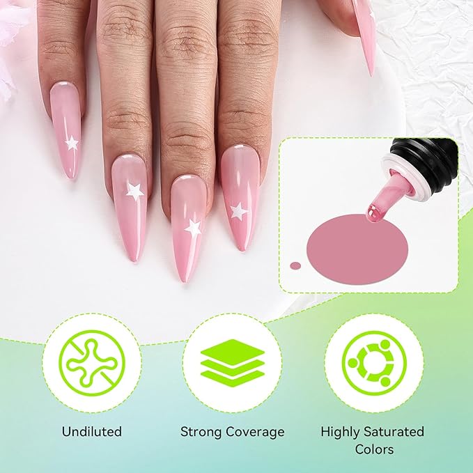 JODSONE 20 Colors Airbrush Gel Nail Polish Set for Nail Gradients No Dilution Gel Nail Polish DIY Various Patterns Nail Art, Girls Gift