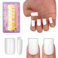 NOVO OVO Short Sharp Square Nail Tips Press on Pure Color White, Need Builder Gel Top Coat Nail Glue, Soft Gel Matte Fake Nail Extension, Full Cover False Nails for Salon DIY x 15 Sizes 180 pcs