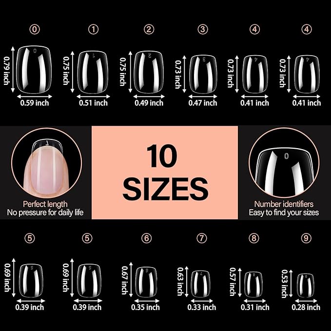AILLSA Extra Short Square Nail Tips Clear Full Cover Gelly Press on Nails Gel False Nail Tips Preshaped Acrylic Fake Soft Nail Tips for DIY Home Salon Gift, 504PCS 10 Sizes