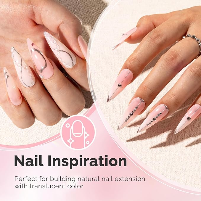MelodySusie Builder Nail Base Gel Nude Pink Builder Gel for Nails Thickening, Soak Off UV Gel,Extension Gel Rhinestone Nail Glue Gel in a Bottle for Nail Art Design Gift for Women-104