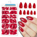 120pc Red Almond Press on Nails Short Fake Nails Press ons for Women Acrylic Nails Press on Nails&Glue Tabs, Short Red Press on Nails Almond False Nail Tip Stick on Artificial Fingernail