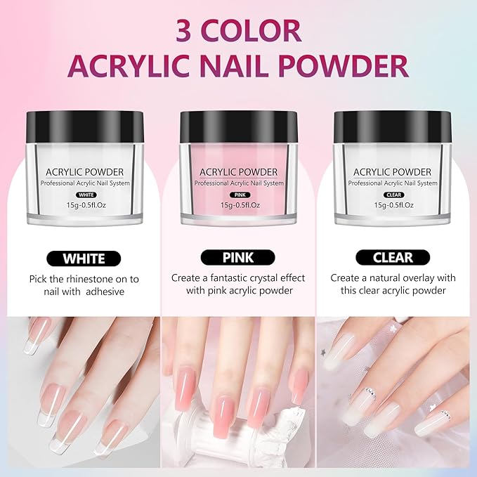 LIONVISON Practice Hand for Acrylic Nails,Flexible Practice Hands Fingers with Nail Kit,Acrylic Powder Brush Nail Art Decoration Tools for Professional Beginners