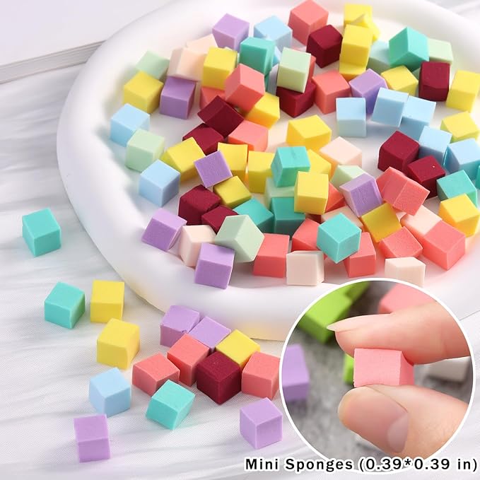 100Pcs Nail Sponges for Ombre Nail Art, Mini Soft Nail Art Sponges with Grabbing Pen and Waterproof Nail Polish Palette Paper, Nail Ombre Brush Gradient Manicure DIY Tools Nail Supplies