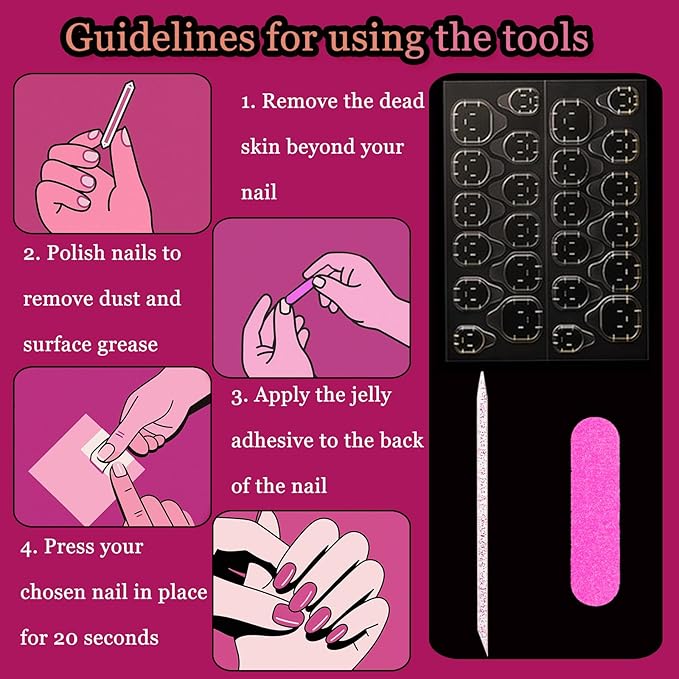 30pcs Shining Purple Short Almond Press On Nails with Candy, Bows, and Hats for Themed Costumes, Reusable Nail Kit with Nail Adhesive Tabs Mini Nail File, 15 Sizes (Purple)