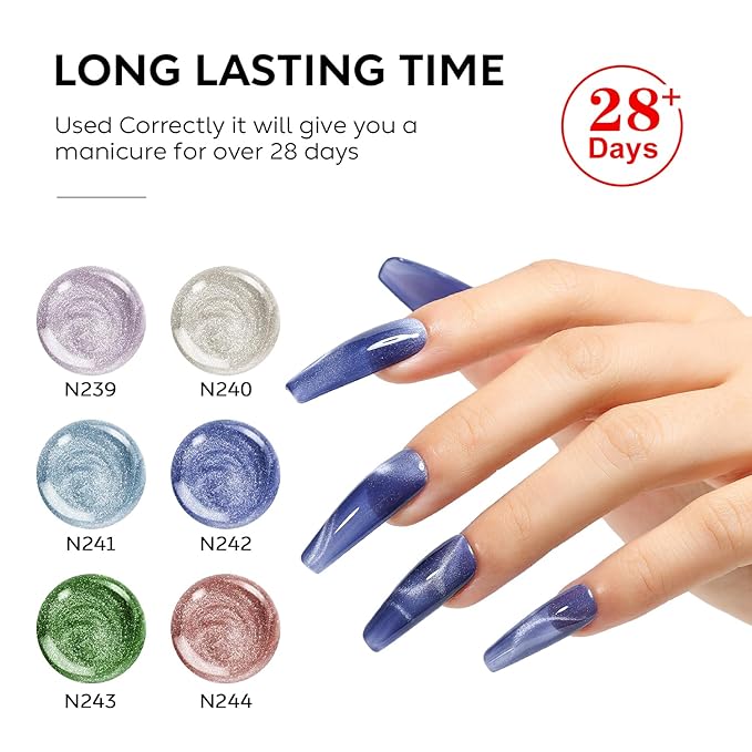 Nicedeco Hema Free Cruelty Free Vegan Cat Eye Gel Nail Polish 6 Colors Soak Off LED U V Gel for Nail Art Manicure Salon DIY