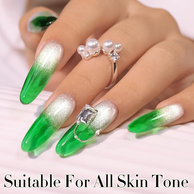 Double Rhythm 0.5 Oz Jelly Gel Polish Same Color Same Bottle Sheer Neutral Natural Light Milky Pastel 15ML Translucent Polish Art DIY at Home (Crystal Green-A1615)