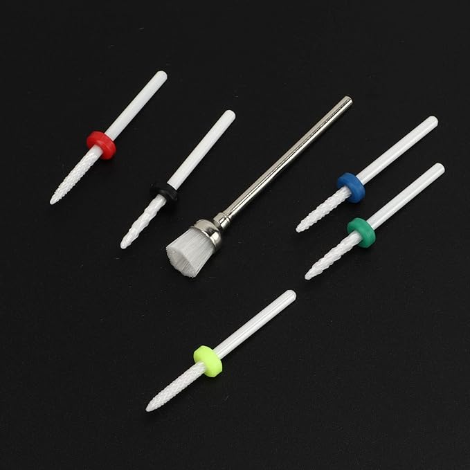 6pcs Ceramic Nail Drill Bits Set, Drill Bits for Nails Rotary Burrs for Acrylic Electric Manicure Pedicure Nail File Machine