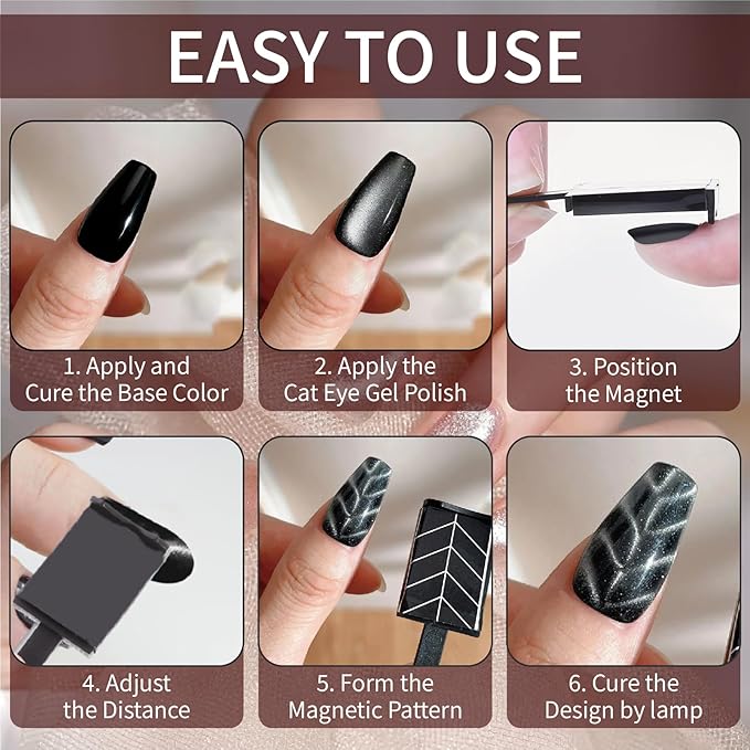 Cat Eye Magnet for Nails Set:15PCS Cateye Gel Nail Polish Magnet Wand , Polish Cateye Magnetic for Nails, Cat Eye Magnetic Sticks Nail Art Design Tools
