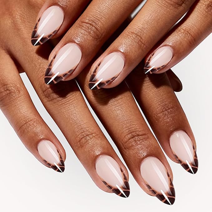 6 Packs (144 Pcs) | Reusable Press on Nails | Stick on Nails 12 Sizes-6 Styles | Leopard print style
