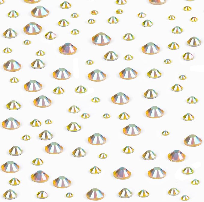 NCB Hotfix Iron on 8000pcs Crystal Rhinestones Round Gem for Crafts Decoration DIY Jewelry Making with a Tweezers and 2 Picking pens (Citrine AB, 6Sizes SS4-SS30)