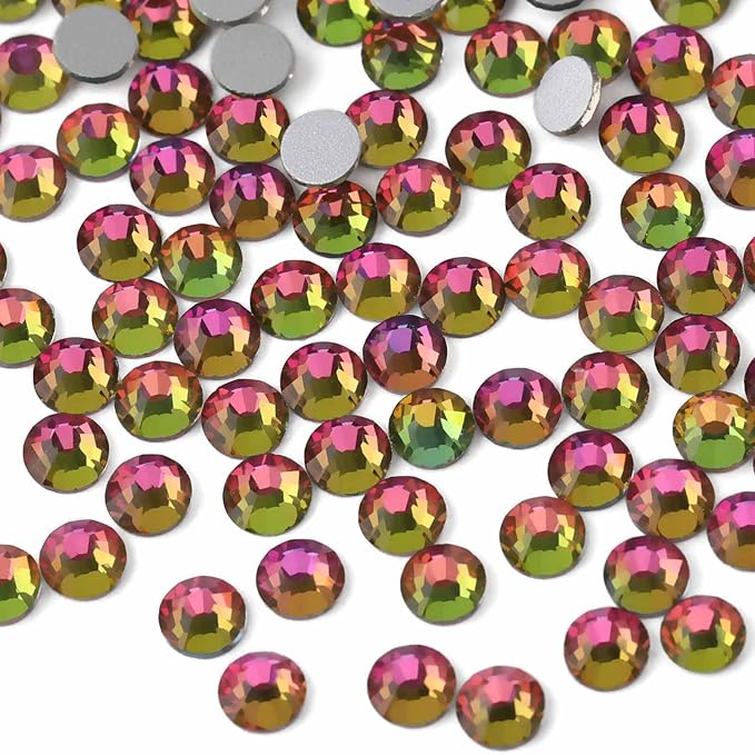 Beadsland 2880pcs Flat Back Crystal Rhinestones Round Gems for Nail Art and Craft Glue Fix, Rainbow, SS20,4.6-4.8mm