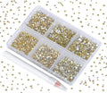 Bymitel 7200 Pieces 6 Mixed Sizes Glue Fix on Glass Rhinestones Round Crystal Gems Flatback for DIY Jewelry Making with one Picking Pen (6-Sizes 7200PCS, Jonquil)