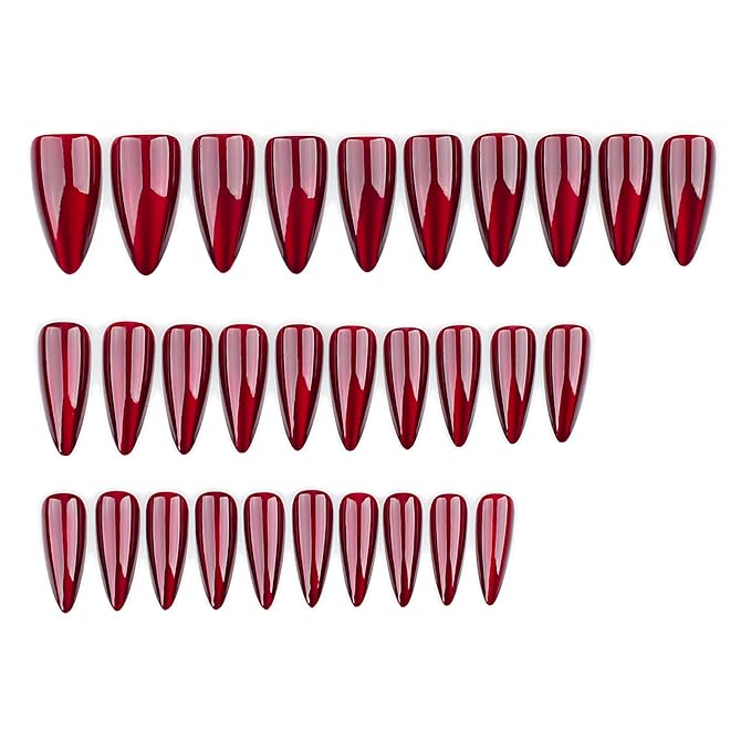 Halloween Red Cat Eye Press On Nails Medium Long Almond, Stiletto Acrylic Press On Nails, Ghost Claw Designer Reusable Fake Nails, Nail Hallows' Day, Glue On Nail Press Ons for Women