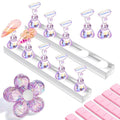 Makartt Nail Stand: Purple Nail Holder for Painting Nails DIY, Magnetic Press on Stand for Art Display Practice, Purple Glitter Flower Fake Holder for Home Salon with Reusable Adhesive Putty