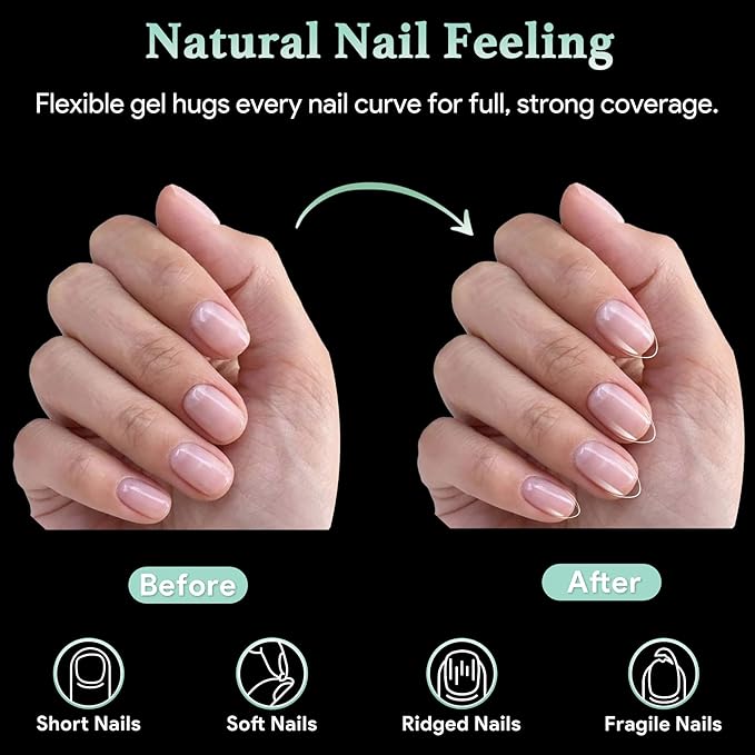 Extra Short Almond Nail Tips - 216pcs Soft Gel Full Cover Fake Nails, 70-Grit Pre-Sanded Matte Clear Press on Nails for Extension, DIY Home Manicure with 12 Sizes