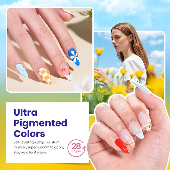 Beetles Pastel Gel Polish Set - Rustic Sonata 25 Easter Colors Yellow Orange Gel Polish with Base Coat Glossy & Matte Top Coat White Blue Pink DIY Salon Soak Off UV Led Nails Gifts for Women