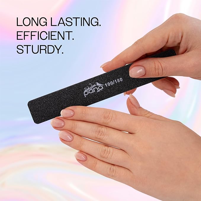 10pcs - PANA Jumbo Double-Sided Emery Nail File for Manicure, Pedicure, Natural, and Acrylic Nails - Black (Grit 100/180)
