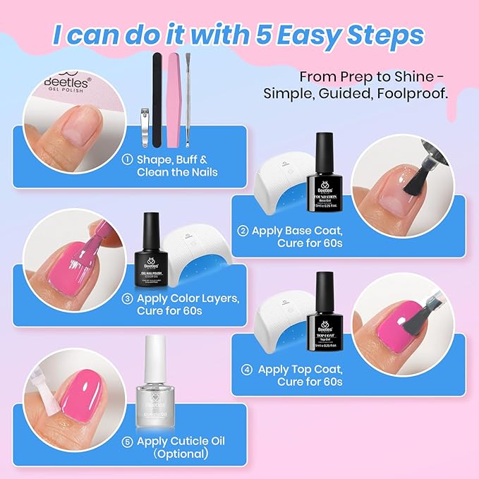 Beetles Deal Box Gel Nail Polish Kit with U V Light - 20 Colors Gel Polish 40 Pcs All-In-1 Nail Kit with TPO & HEMA Free Base and Top Coat DIY Nails Supplies Home Salon Manicure Set Gifts for Women