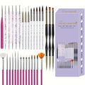 31 Pcs Nail Art Brush Set, Nail Art Tool Set with Liner, Dotting, Fan & Flat Nail Brushes Drawing Pen for Acrylic, Gel Polish, DIY Manicure at Home & Salon Design Supply-Hot Pink