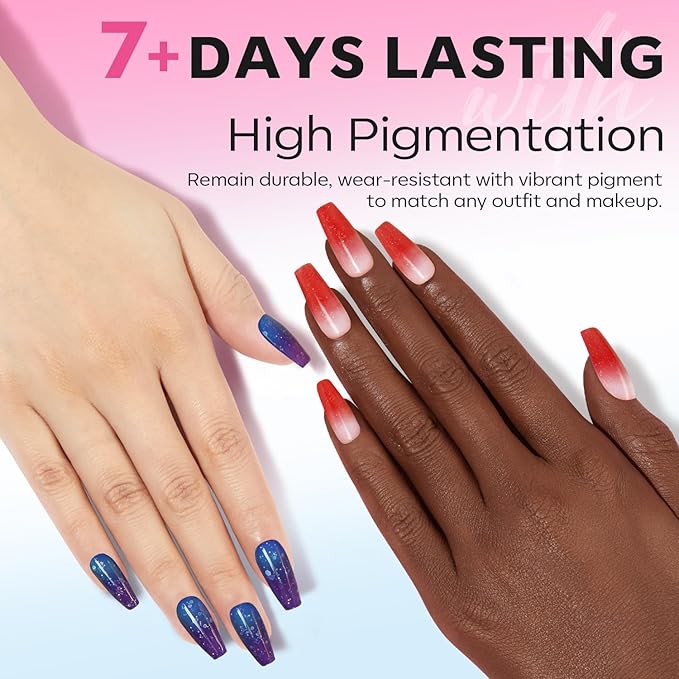 modelones Color Changing Nail Polish Set, 6 Colors Pink Blue Purple Orange Neon Mood Temperature Change Ombre Quick Dry Mini Manicure Kit DIY Nail Art Salon Gifts For Women Girls
