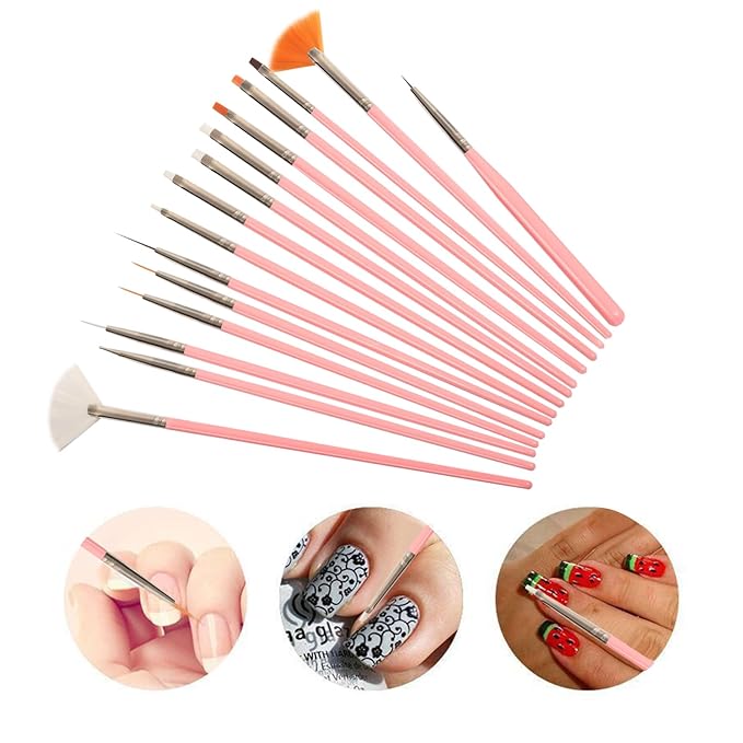 Professional Nail Art Brush Dotting Tools Kit (31pcs Pink)