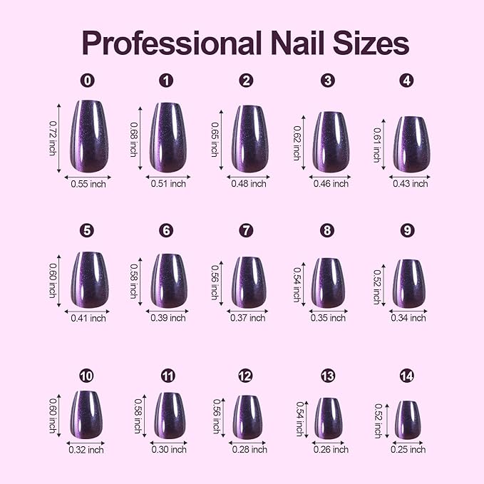 150Pcs Cat Eye Press on Nails, Plauva Short Coffin Fake Nails, Glossy Glitter Cat Eye Nail Tips, Soft Gel Stick On Nails for Women and Girls 15 Sizes
