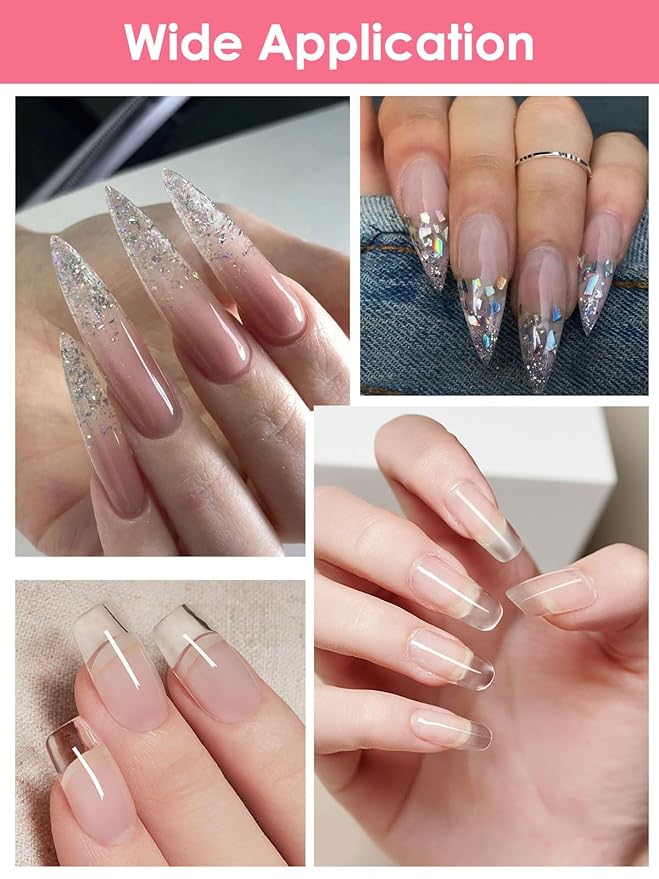 100g Builder Gel for Nails, EBANKU 7 in 1 Clear Builder Nail UV Gel Strengthener Nail Enhancement Building Apex Rhinestone Glue in a Bottle Base Polish Coat for Extension DIY Salon Home