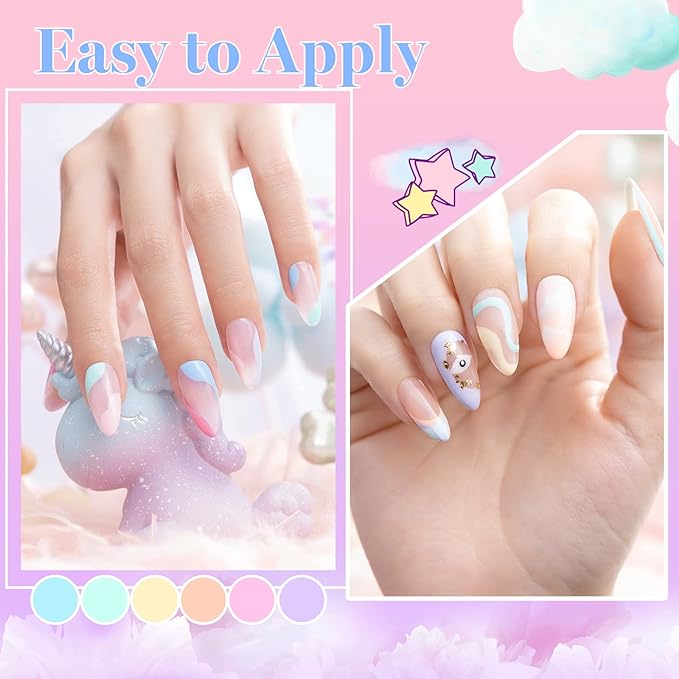 Beetles Pastel Gel Polish Set - 6 Colors Pink Yellow Blue Easter Gel Polish Pastel Soak Off Uv Nail Lamp Gifts for Women Manicure Kit