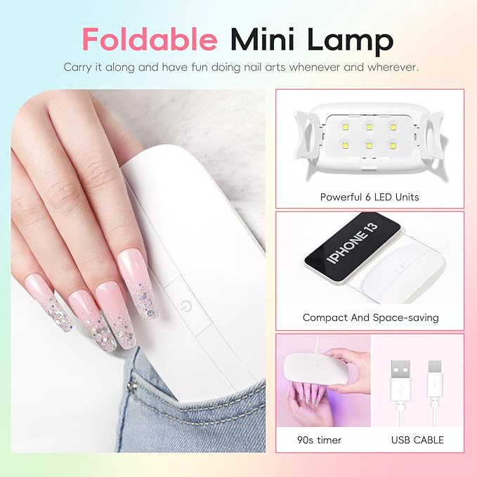 PEACECOLOR 50Pcs Poly Nail Gel Kit with U V Light 24 Colors 16ml Poly Extension Gel Pink Black Nude With Base Matte Top Coat Starter Kit with Slip Solution Nail Tools DIY For Beginners Home Salon