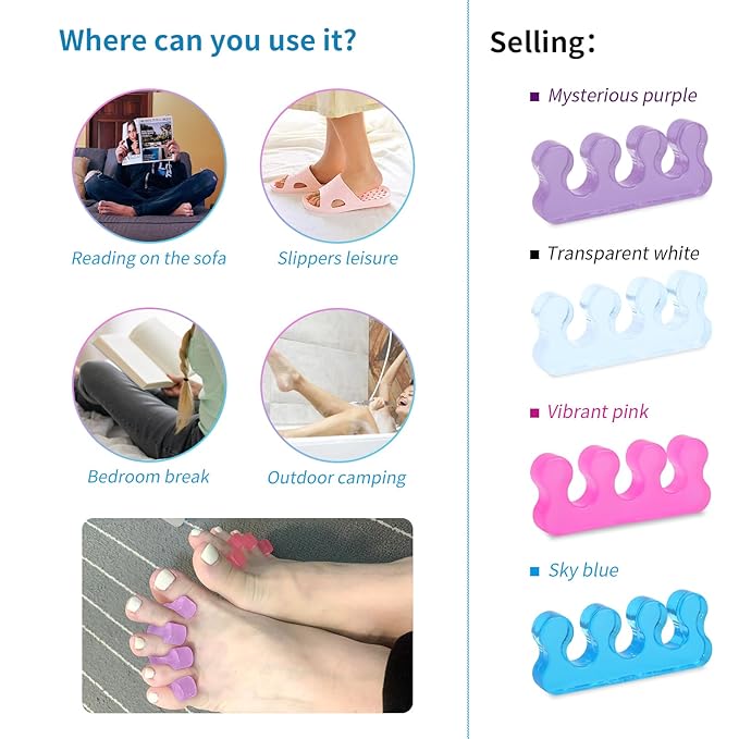 Toe Spacers for Women,Toe Separators for Women,Toe Separators Use for Separation of Toenails or Nails As Well As Relieve Orthopedic Bunion Symptoms