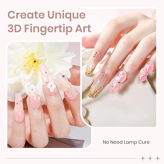 3D Sculpting Gel for Nail Art, White Non-Sticky Solid Molding Nails for Carving Molding with Silicone Pen Designs DIY Manicure at Home