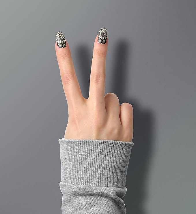 LeChat - Perfect Match Gel Polish - Black Tie Affair - Silver Hexes and Black Glitter on Clear Polish - (0.5 Ounce) - Easy Application - Soak Off Formula