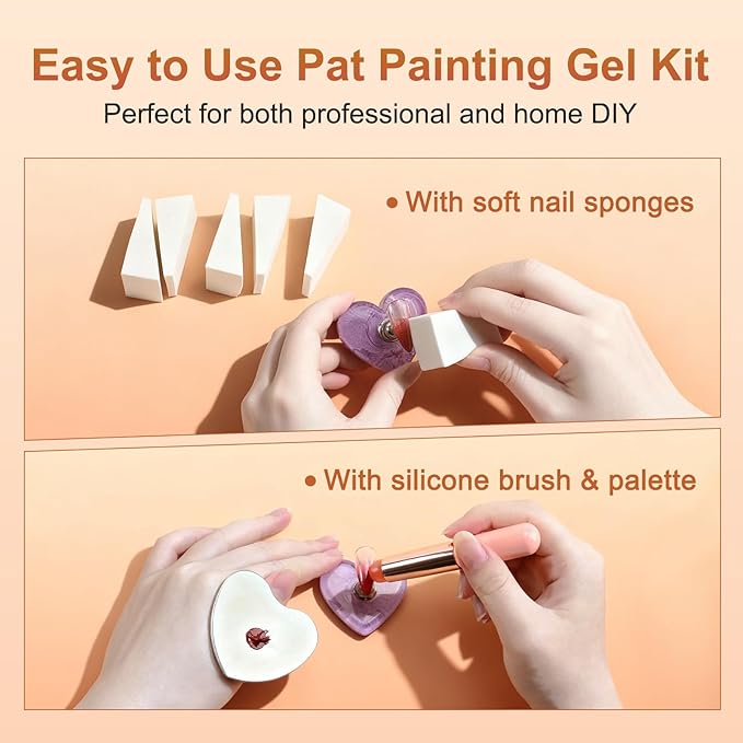 BQAN Patting Gel Polish Kit - Pro Ombre 5 Color Gradient Set with Sponges, Silicone Brush & Palette for French Aura Manicure Salon-Quality DIY Nail Art (Red Black Green Brown)