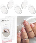 JMEOWIO Gel Nail Stickers White French Tip Transparent Semi Cured Gel Nail Strips Wraps UV/LED Nails Art Design Decoration Accessories
